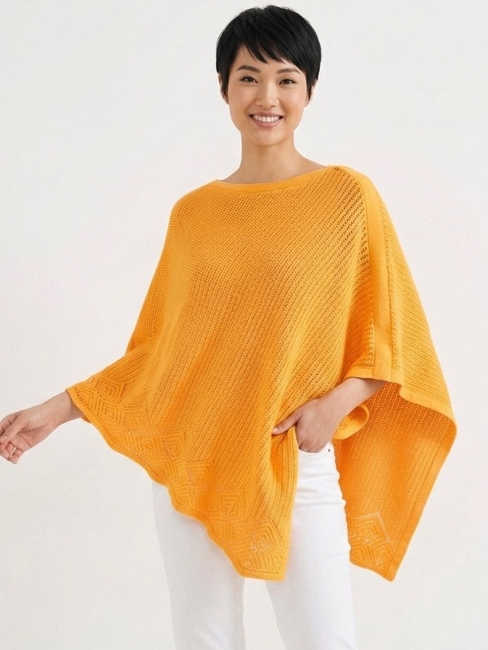 Talbots NWT Yellow Solid Crochet Poncho